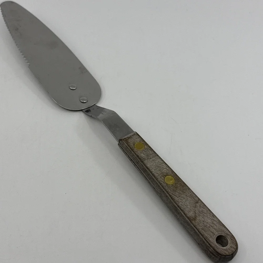 Robinson Knife Co Stainless Pie Cake Server Wood Handle Serrated Flatware 12